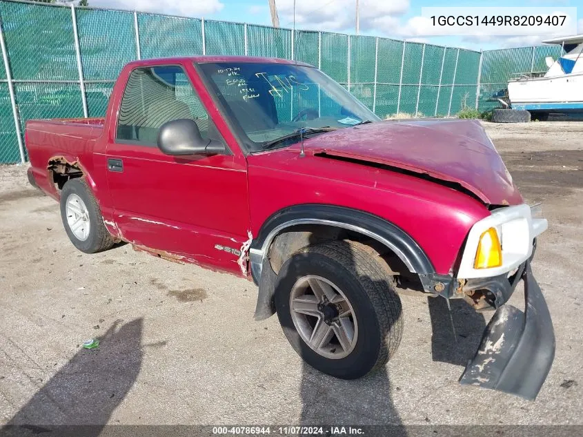 1994 Chevrolet S Truck S10 VIN: 1GCCS1449R8209407 Lot: 40786944