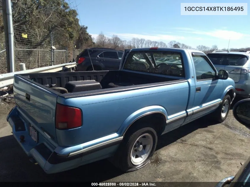 1996 Chevrolet S Truck S10 VIN: 1GCCS14X8TK186495 Lot: 40025788