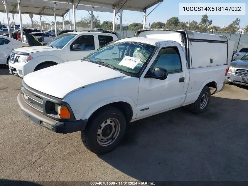 1996 Chevrolet S Truck S10 VIN: 1GCCS14X5T8147022 Lot: 40701598