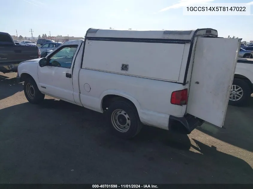 1996 Chevrolet S Truck S10 VIN: 1GCCS14X5T8147022 Lot: 40701598