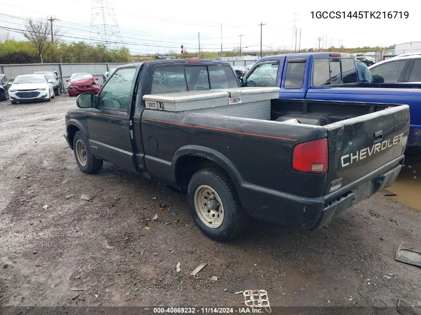 1996 Chevrolet S Truck S10 VIN: 1GCCS1445TK216719 Lot: 40869232