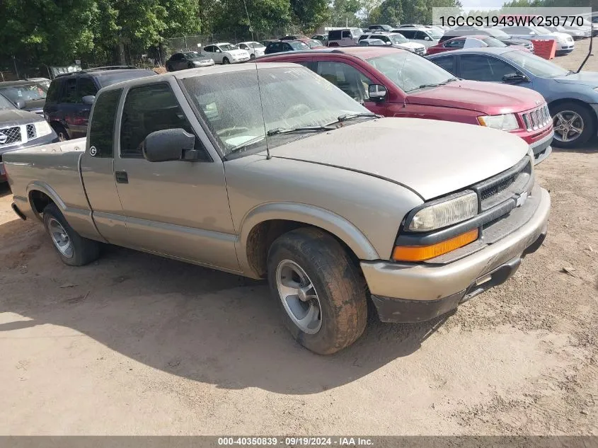 1GCCS1943WK250770 1998 Chevrolet S-10 Ls Fleetside