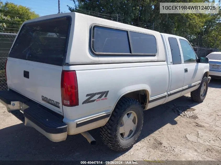 1998 Chevrolet K1500 Fleetside VIN: 1GCEK19R4WR124025 Lot: 40447514