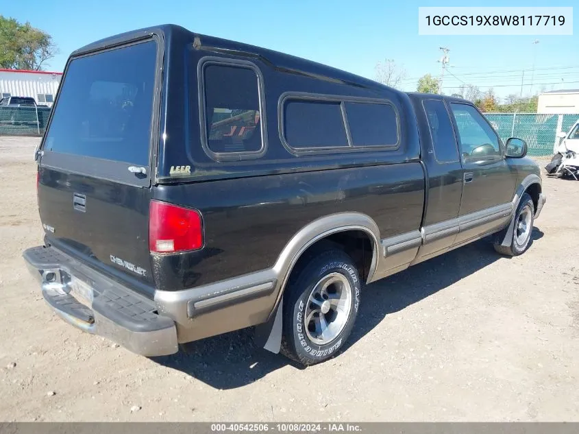 1998 Chevrolet S-10 Ls Fleetside VIN: 1GCCS19X8W8117719 Lot: 40542506