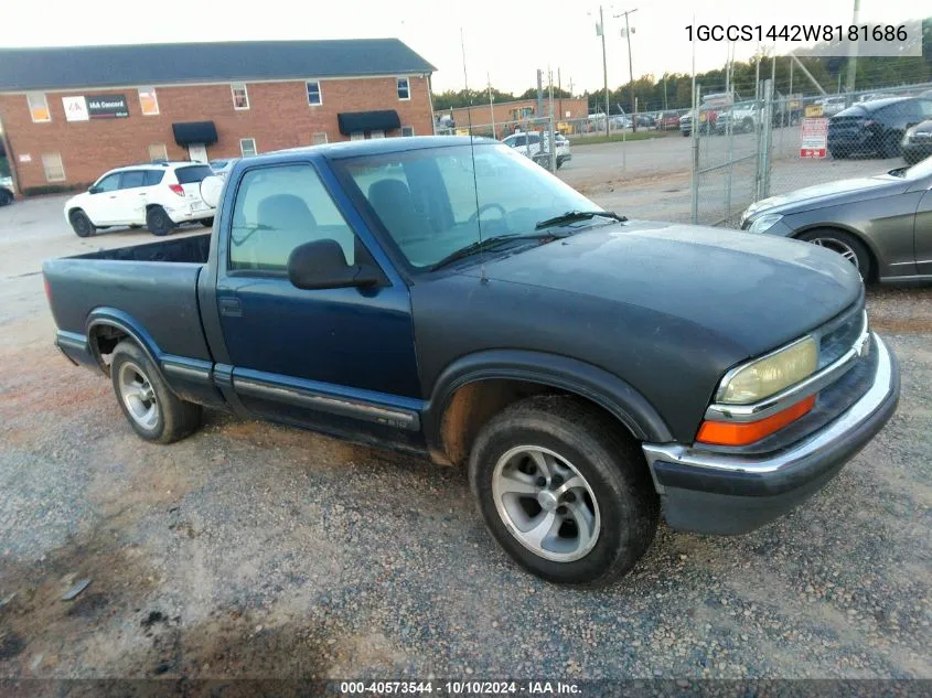 1998 Chevrolet S-10 Ls Fleetside VIN: 1GCCS1442W8181686 Lot: 40573544