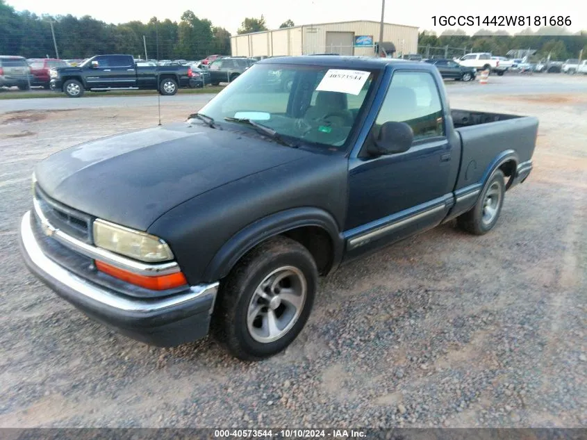 1998 Chevrolet S-10 Ls Fleetside VIN: 1GCCS1442W8181686 Lot: 40573544