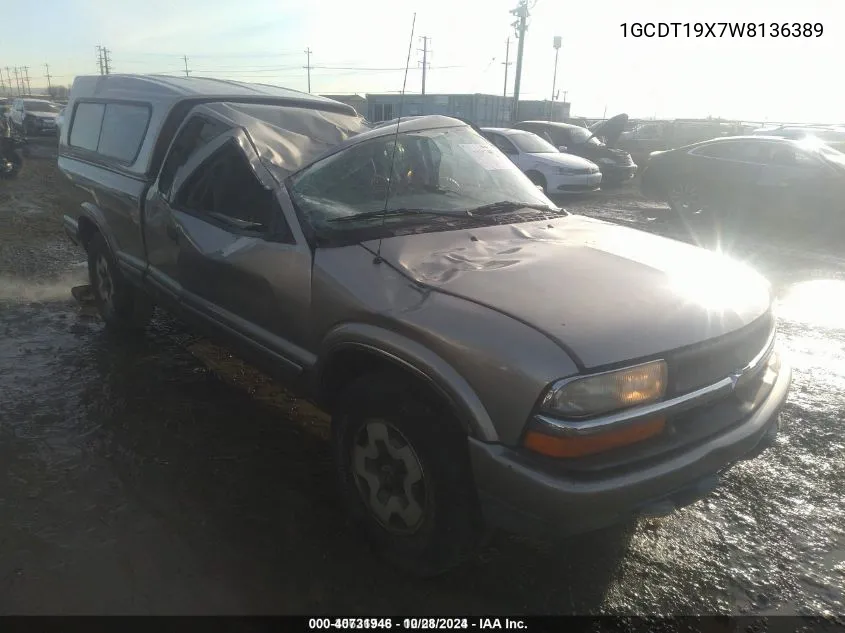 1998 Chevrolet S-10 Ls VIN: 1GCDT19X7W8136389 Lot: 40731946