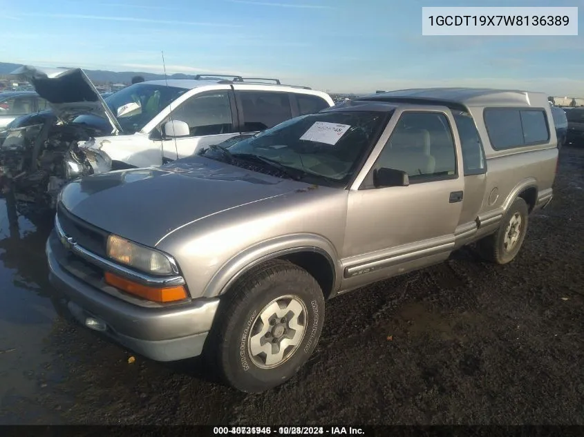 1998 Chevrolet S-10 Ls VIN: 1GCDT19X7W8136389 Lot: 40731946