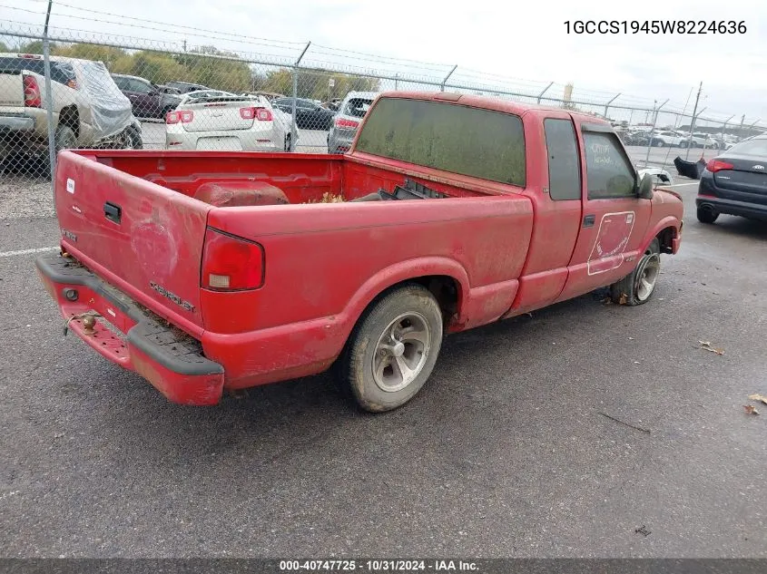 1998 Chevrolet S-10 Ls Fleetside VIN: 1GCCS1945W8224636 Lot: 40747725