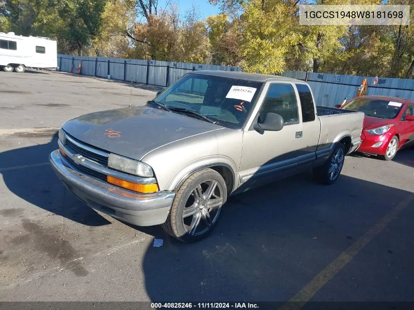 1998 Chevrolet S-10 Ls Fleetside VIN: 1GCCS1948W8181698 Lot: 40825246