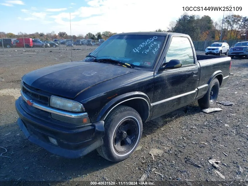 1998 Chevrolet S-10 Ls Fleetside VIN: 1GCCS1449WK252109 Lot: 40831520