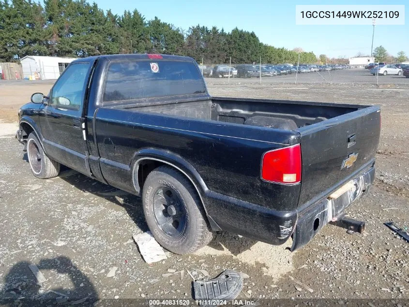 1998 Chevrolet S-10 Ls Fleetside VIN: 1GCCS1449WK252109 Lot: 40831520