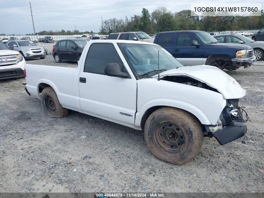 1998 Chevrolet S-10 Fleetside VIN: 1GCCS14X1W8157860 Lot: 40844578