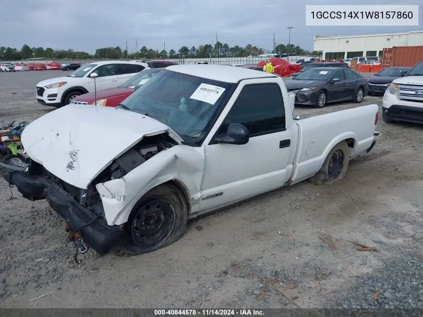 1998 Chevrolet S-10 Fleetside VIN: 1GCCS14X1W8157860 Lot: 40844578