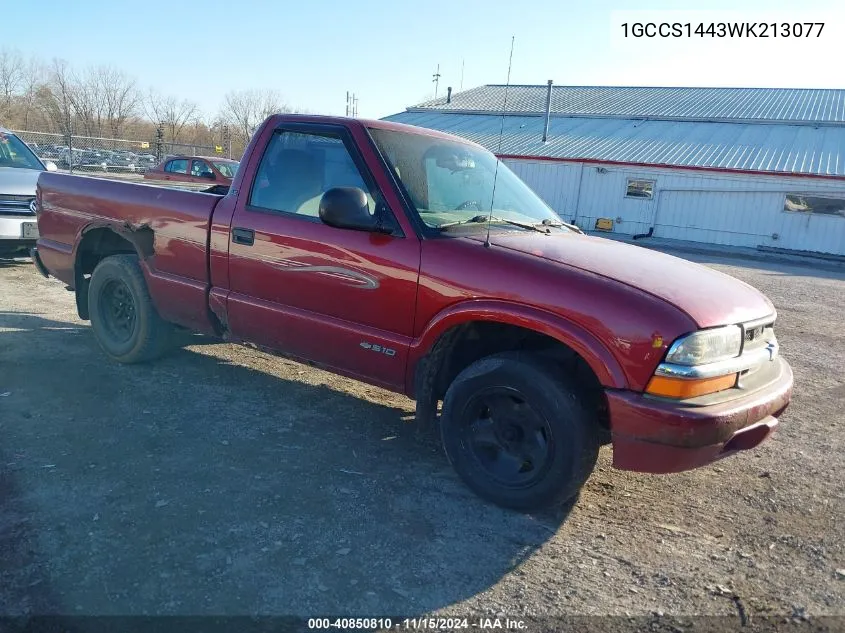 1998 Chevrolet S-10 Ls Fleetside VIN: 1GCCS1443WK213077 Lot: 40850810