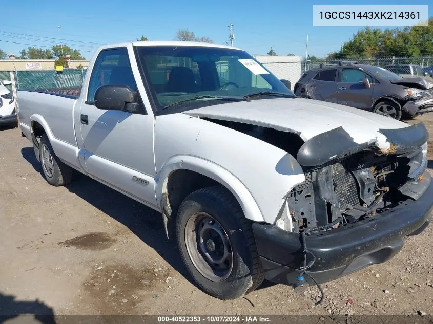 1999 Chevrolet S-10 VIN: 1GCCS1443XK214361 Lot: 40522353