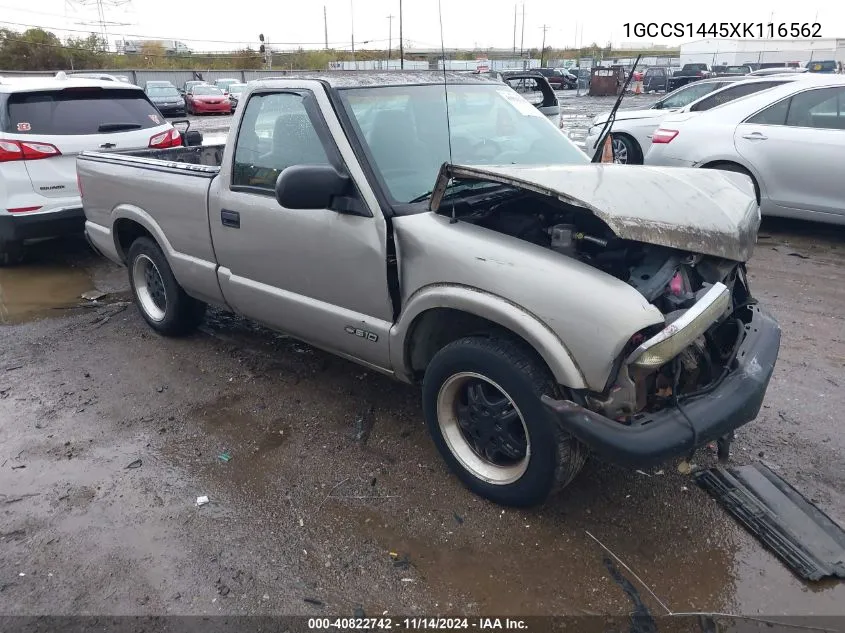 1999 Chevrolet S-10 VIN: 1GCCS1445XK116562 Lot: 40822742