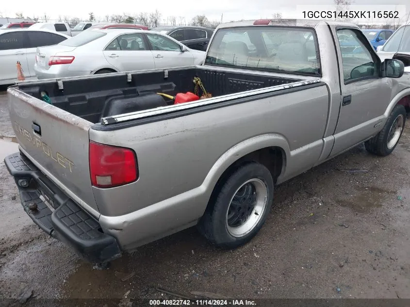 1999 Chevrolet S-10 VIN: 1GCCS1445XK116562 Lot: 40822742