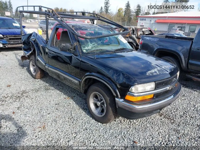 2000 Chevrolet S-10 Ls VIN: 1GCCS1441YK100652 Lot: 40691783