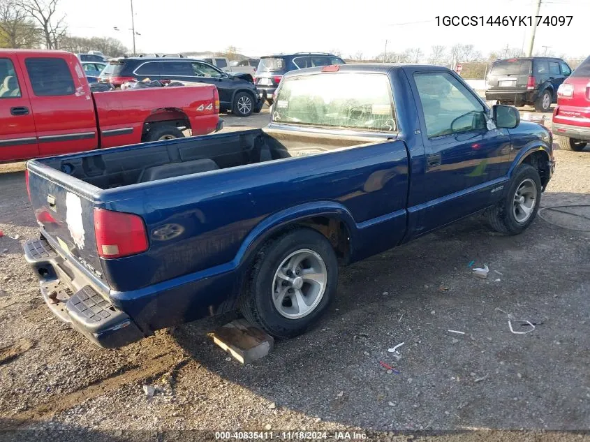 2000 Chevrolet S-10 Ls VIN: 1GCCS1446YK174097 Lot: 40835411