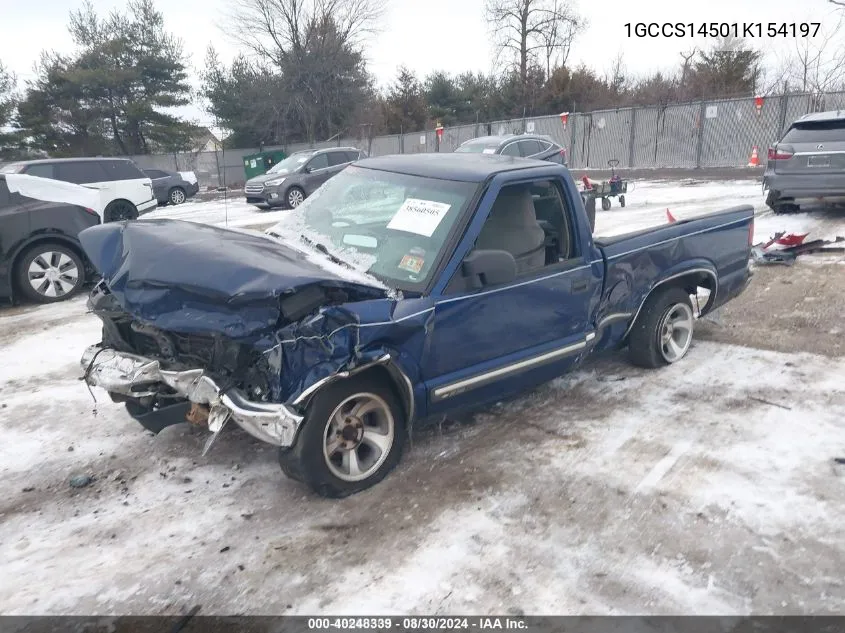 2001 Chevrolet S-10 Ls VIN: 1GCCS14501K154197 Lot: 40248339