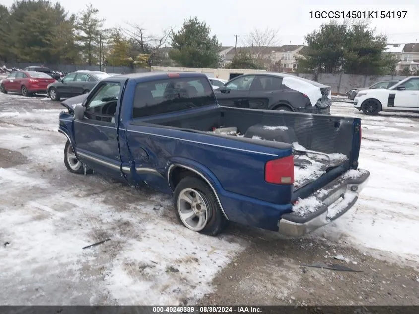 2001 Chevrolet S-10 Ls VIN: 1GCCS14501K154197 Lot: 40248339