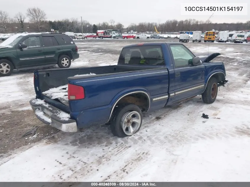 2001 Chevrolet S-10 Ls VIN: 1GCCS14501K154197 Lot: 40248339