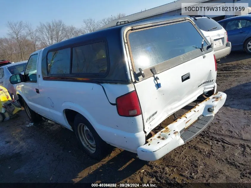 2001 Chevrolet S-10 Ls VIN: 1GCDT19W318211959 Lot: 40364252