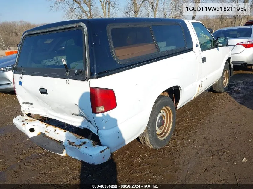 2001 Chevrolet S-10 Ls VIN: 1GCDT19W318211959 Lot: 40364252