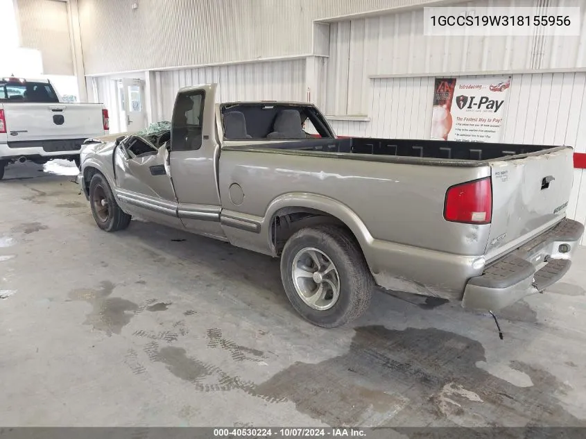 2001 Chevrolet S-10 Ls VIN: 1GCCS19W318155956 Lot: 40530224