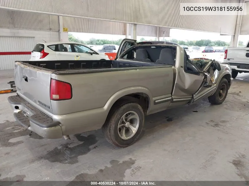 1GCCS19W318155956 2001 Chevrolet S-10 Ls