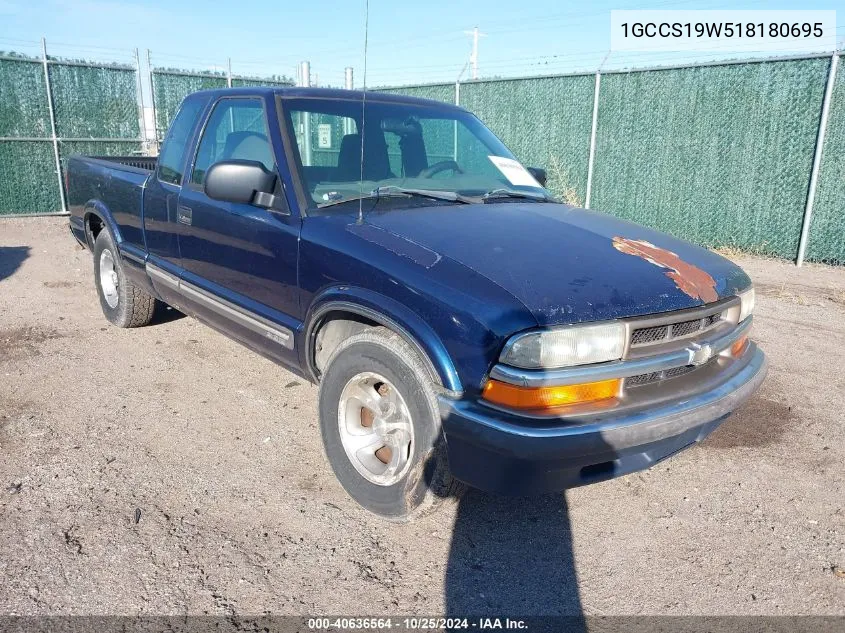 2001 Chevrolet S-10 Ls VIN: 1GCCS19W518180695 Lot: 40636564