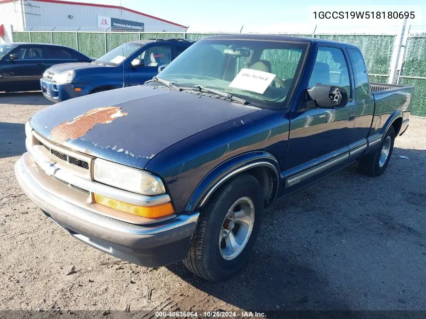 2001 Chevrolet S-10 Ls VIN: 1GCCS19W518180695 Lot: 40636564