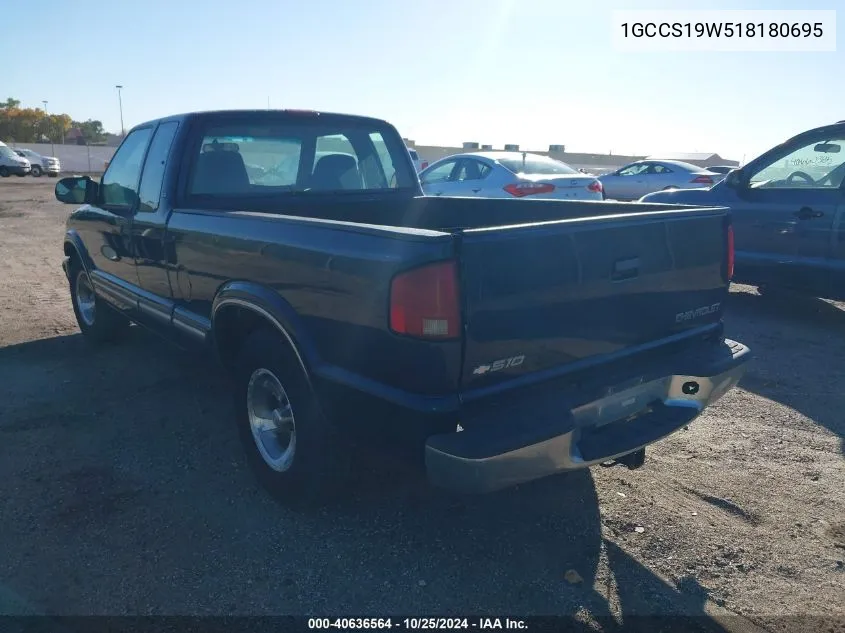 2001 Chevrolet S-10 Ls VIN: 1GCCS19W518180695 Lot: 40636564