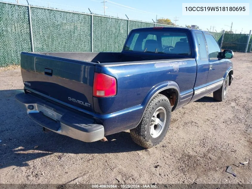 2001 Chevrolet S-10 Ls VIN: 1GCCS19W518180695 Lot: 40636564