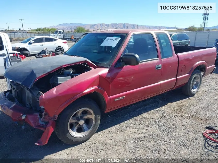 2001 Chevrolet S-10 Ls VIN: 1GCCS19W818257575 Lot: 40794457