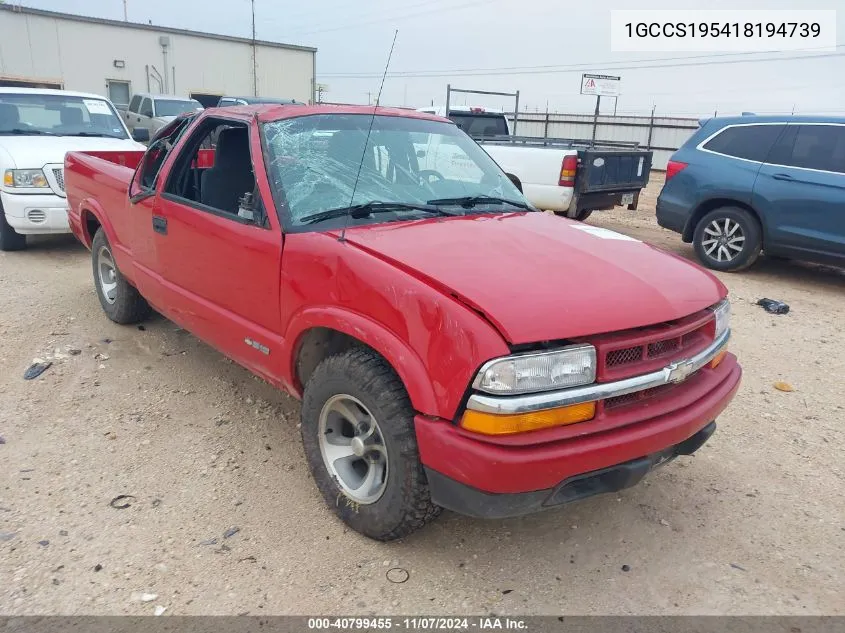 2001 Chevrolet S-10 VIN: 1GCCS195418194739 Lot: 40799455