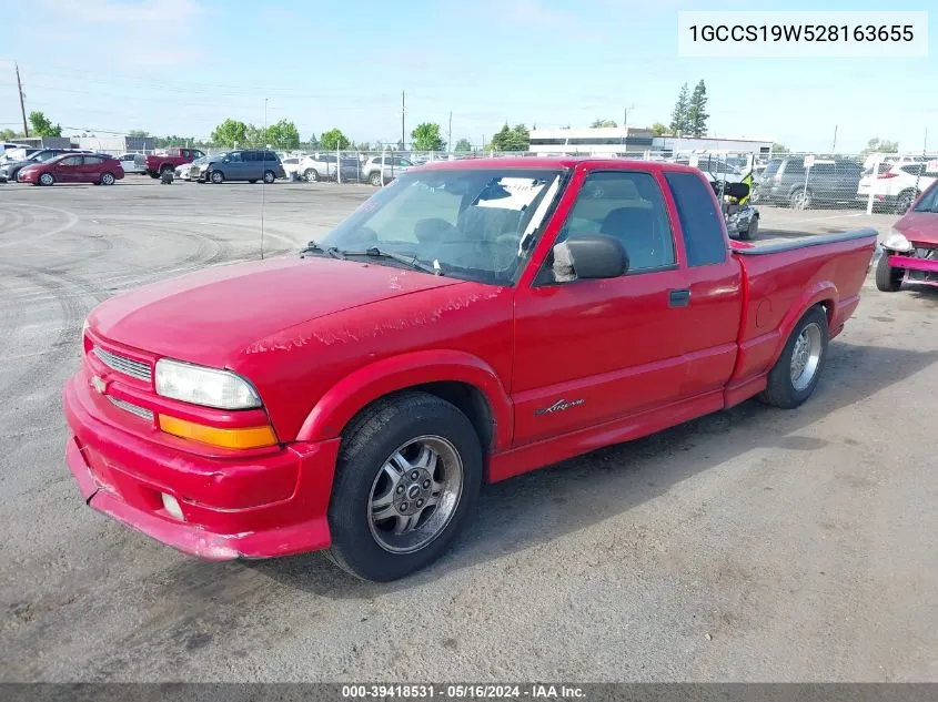 2002 Chevrolet S-10 Ls VIN: 1GCCS19W528163655 Lot: 39418531