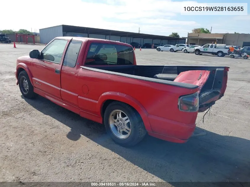 2002 Chevrolet S-10 Ls VIN: 1GCCS19W528163655 Lot: 39418531