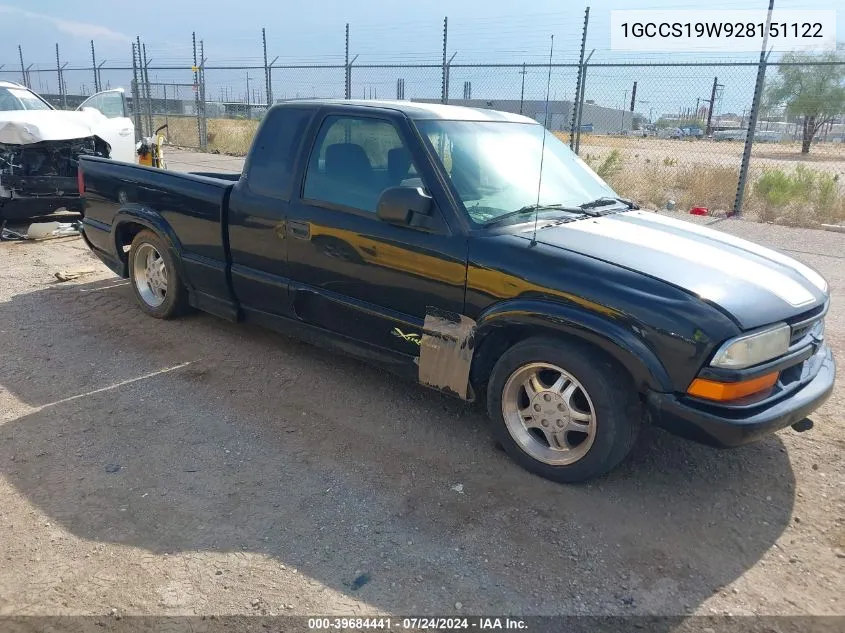 2002 Chevrolet S-10 Ls VIN: 1GCCS19W928151122 Lot: 39684441