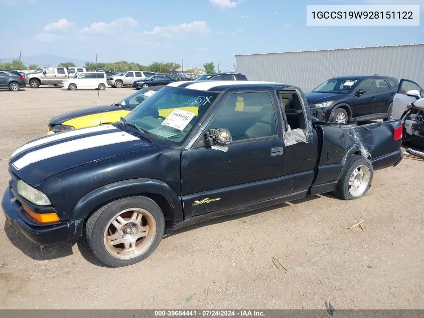 2002 Chevrolet S-10 Ls VIN: 1GCCS19W928151122 Lot: 39684441