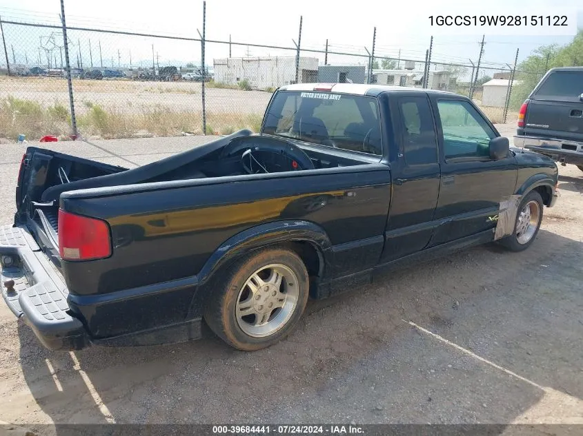 2002 Chevrolet S-10 Ls VIN: 1GCCS19W928151122 Lot: 39684441