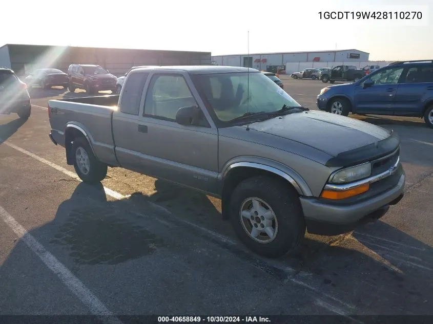 2002 Chevrolet S-10 Ls VIN: 1GCDT19W428110270 Lot: 40658849