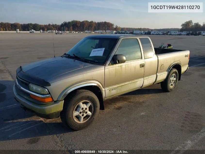 2002 Chevrolet S-10 Ls VIN: 1GCDT19W428110270 Lot: 40658849