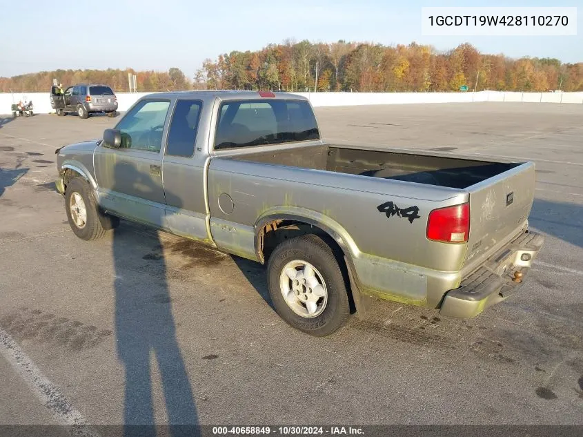 2002 Chevrolet S-10 Ls VIN: 1GCDT19W428110270 Lot: 40658849