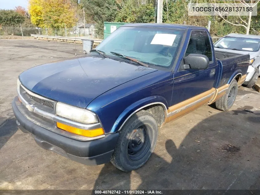 2002 Chevrolet S-10 VIN: 1GCCS145628137158 Lot: 40762742