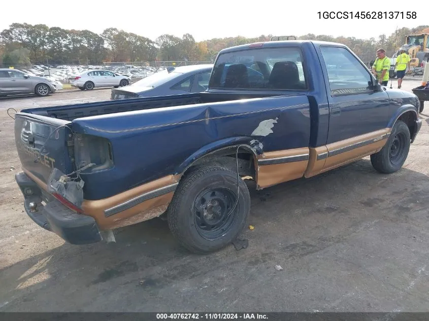 2002 Chevrolet S-10 VIN: 1GCCS145628137158 Lot: 40762742