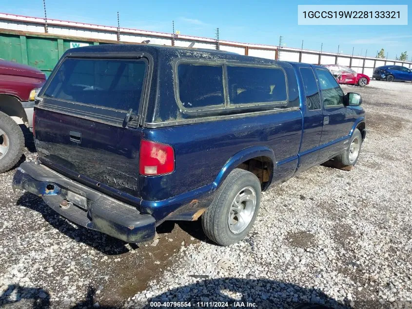 2002 Chevrolet S-10 Ls VIN: 1GCCS19W228133321 Lot: 40796554