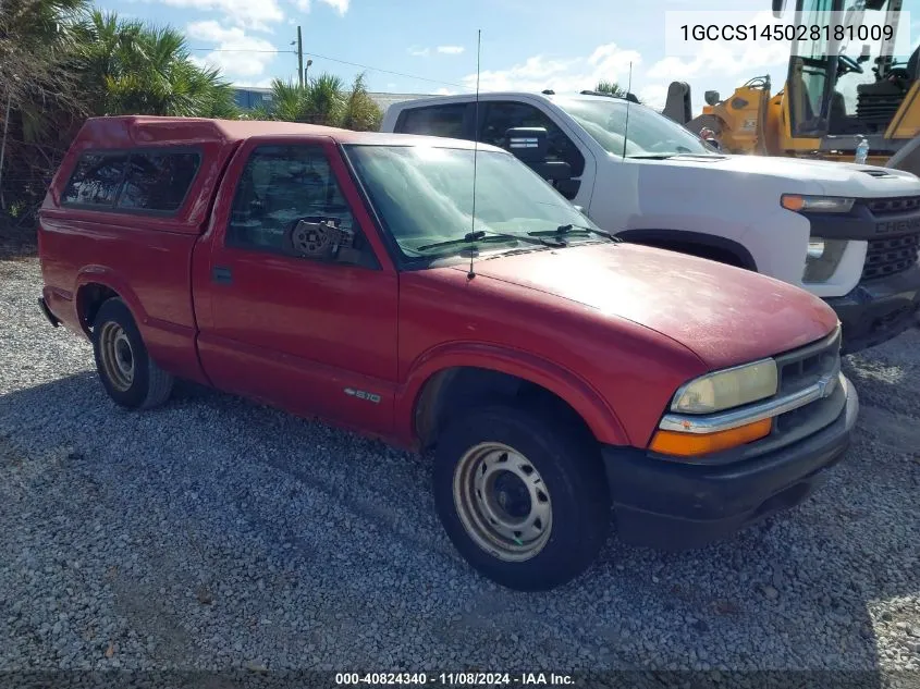 2002 Chevrolet S-10 VIN: 1GCCS145028181009 Lot: 40824340