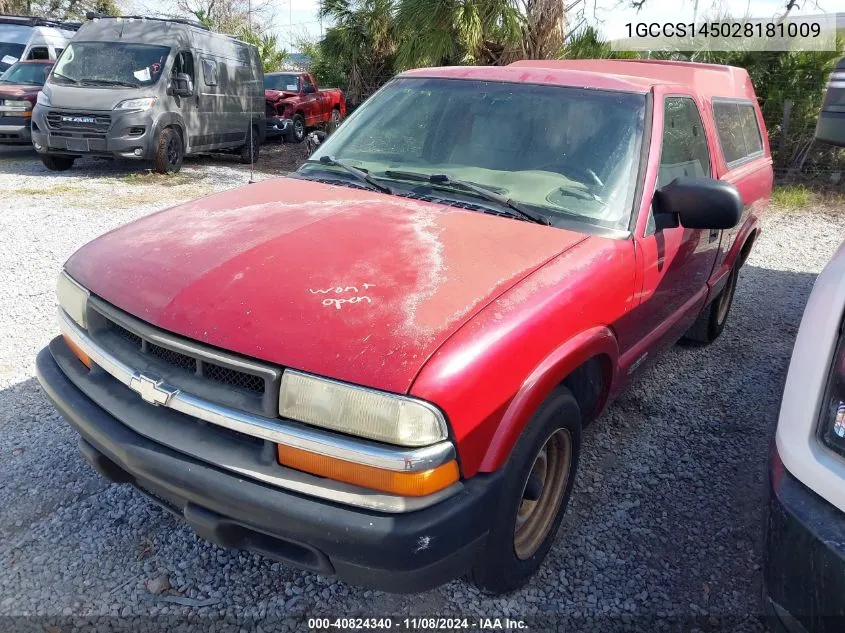 2002 Chevrolet S-10 VIN: 1GCCS145028181009 Lot: 40824340